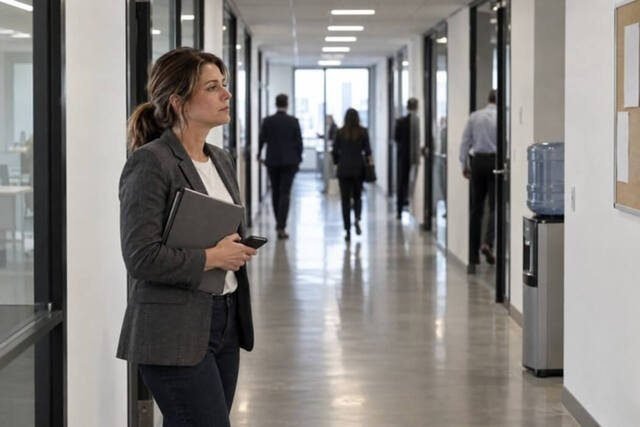 Ambiente de trabalho na segunda-feira após o fim de um projeto, com os integrantes da antiga equipe espalhados e envolvidos em outras atividades. A imagem representa a mudança na rotina e o afastamento que acontece depois de um período de convivência intensa. Imagem utilizada para ilustrar o artigo “Fim de projeto pode doer como fim de amizade, você já sentiu isso?” escrito por Homero Mônaco Psicanalista especializado em neurociências e comportamento.